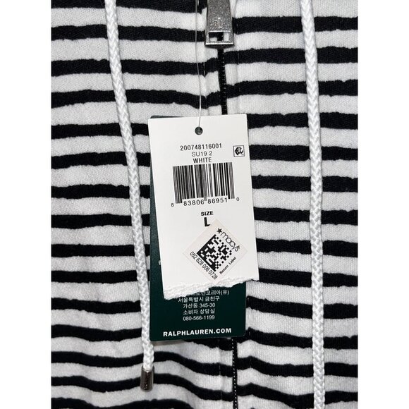 NWT Lauren Ralph Lauren Black & White Sleeveless Striped Zip Pockets Women's Hoo - Picture 5 of 11